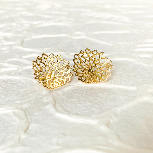 Halcyon & Hadley Gold-Filled Mini Mum Stud Earrings - Women's Earrings - Women's Jewelry - Unique Earrings - Statement Earrings