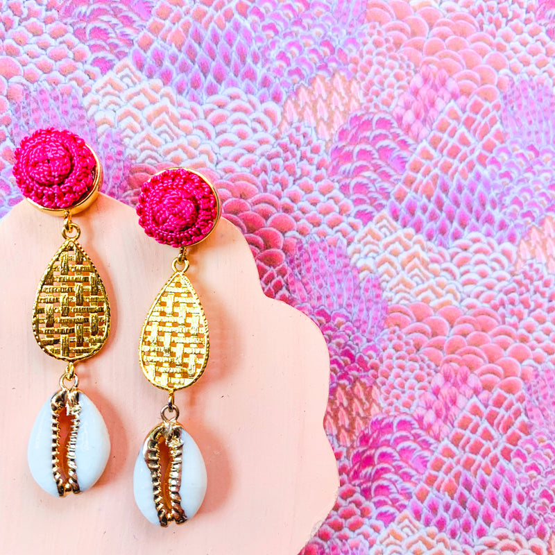 Halcyon & Hadley Palm Beach Puka Shell Statement Earrings - Women's Earrings - Women's Jewelry - Unique Earrings - Statement Earrings