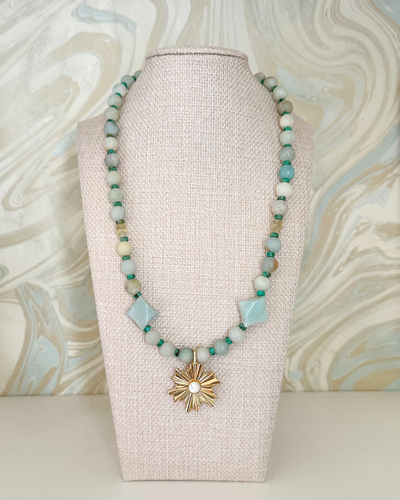 Gemstone Sunburst Necklace