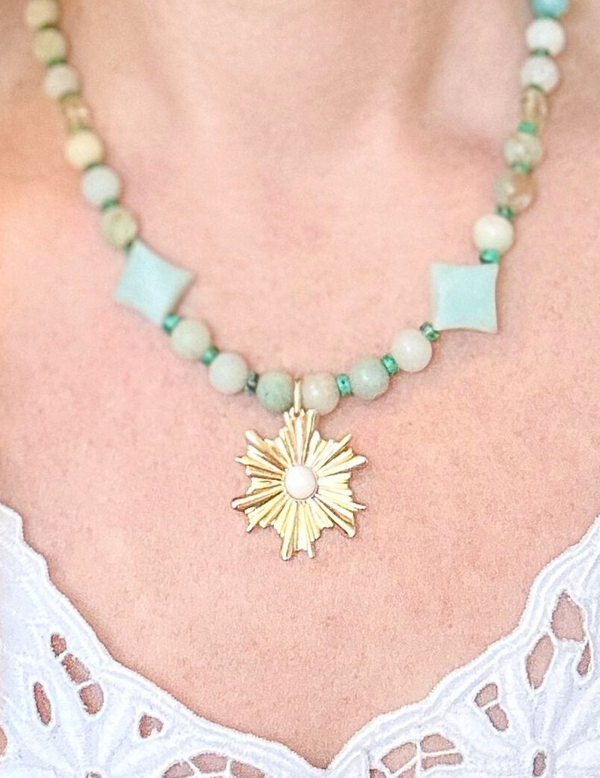 Gemstone Sunburst Necklace