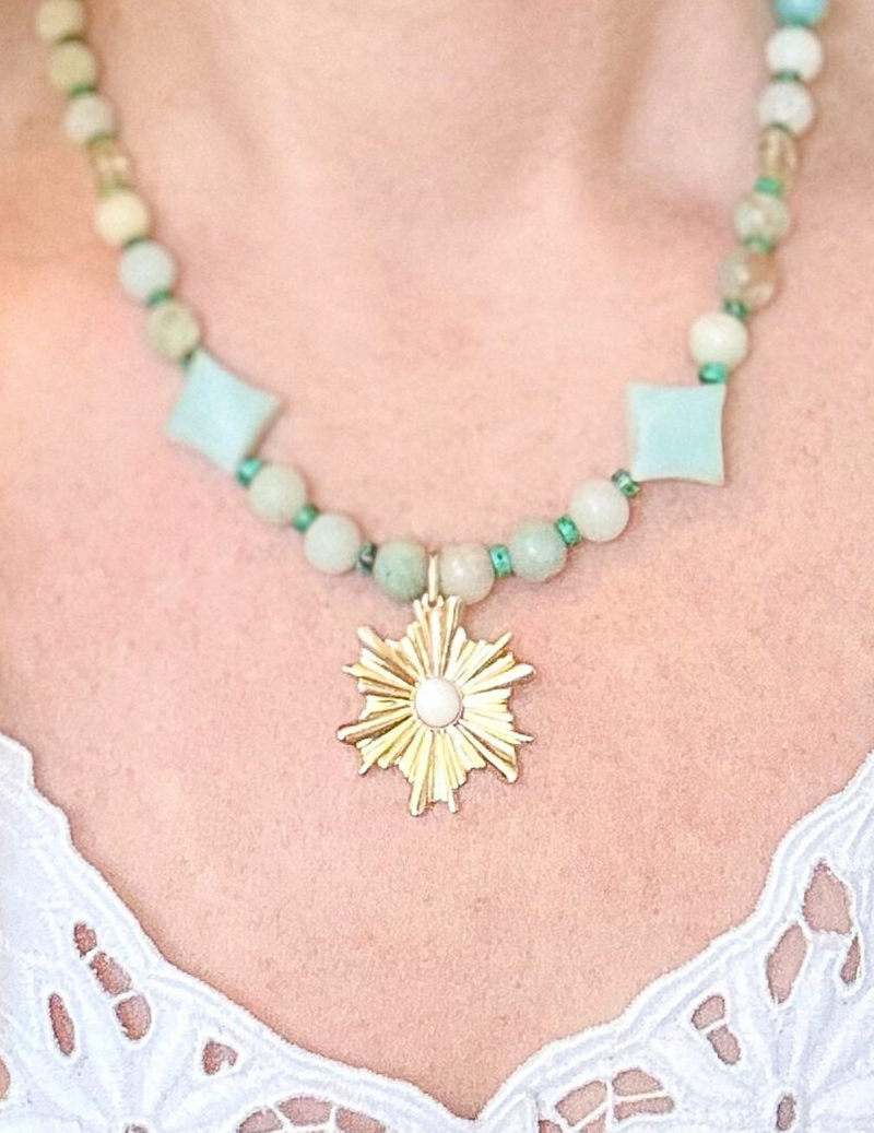 Gemstone Sunburst Necklace