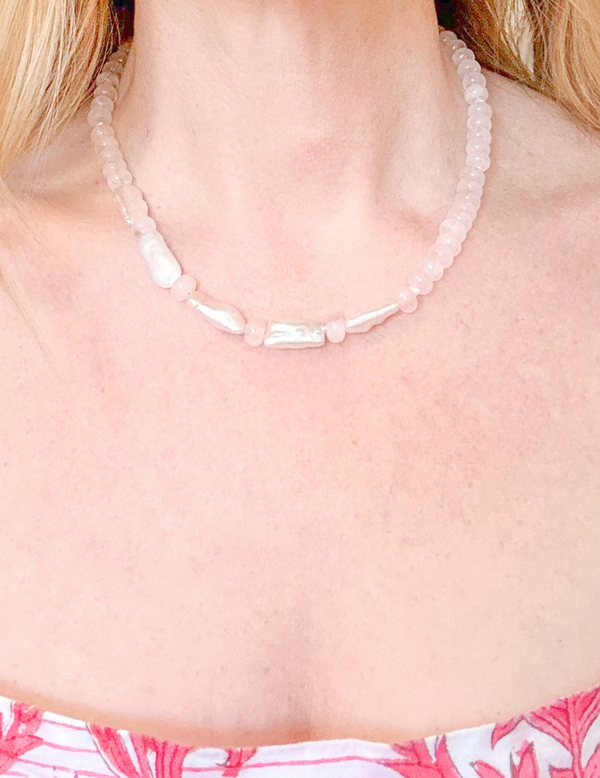 Rose Quartz Pearl Necklace