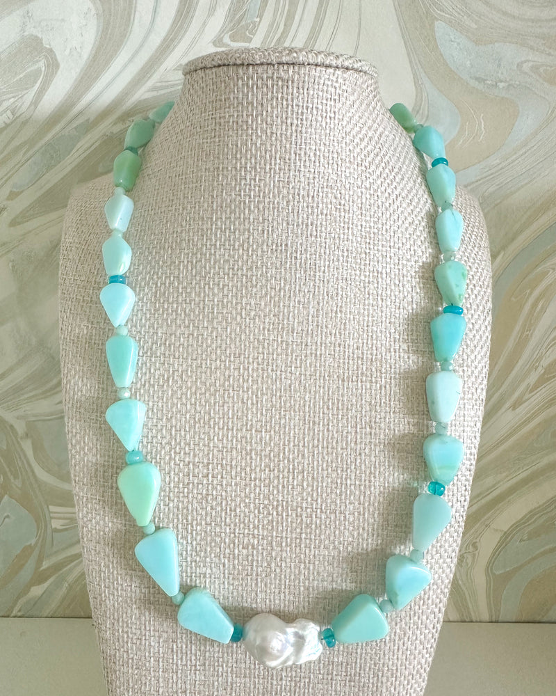 Opal and Baroque Pearl Necklace