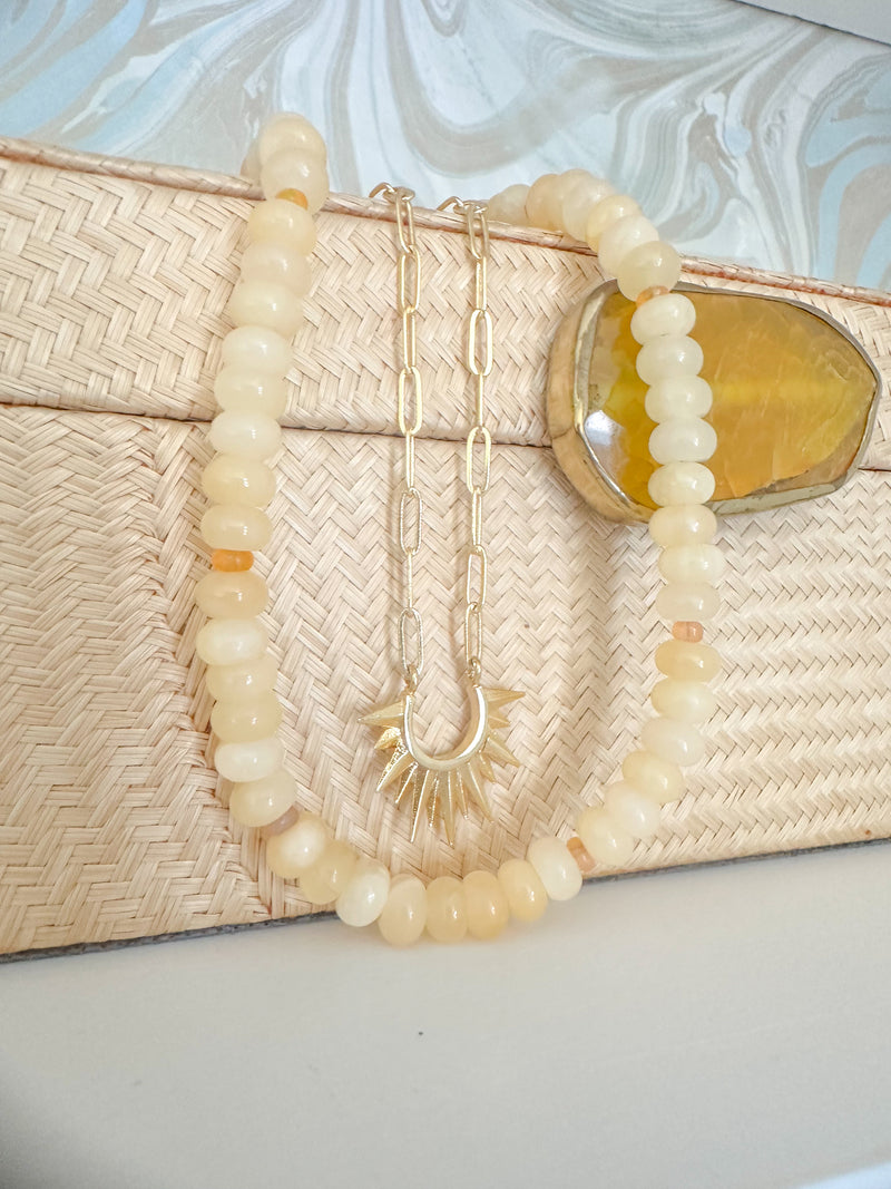Butter Yellow Jade and Opal Necklace