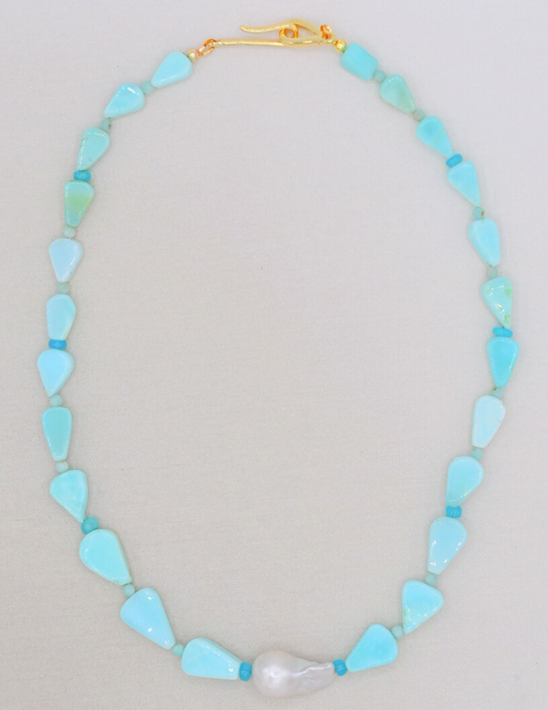 Opal and Baroque Pearl Necklace