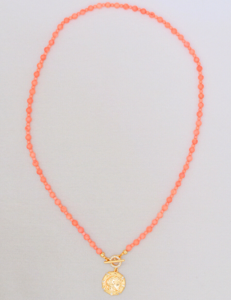 Roman Coin Coral Necklace