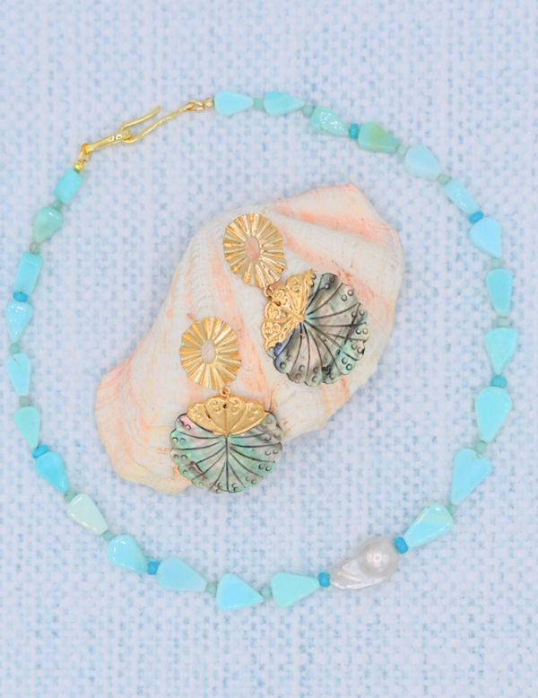 Opal and Baroque Pearl Necklace