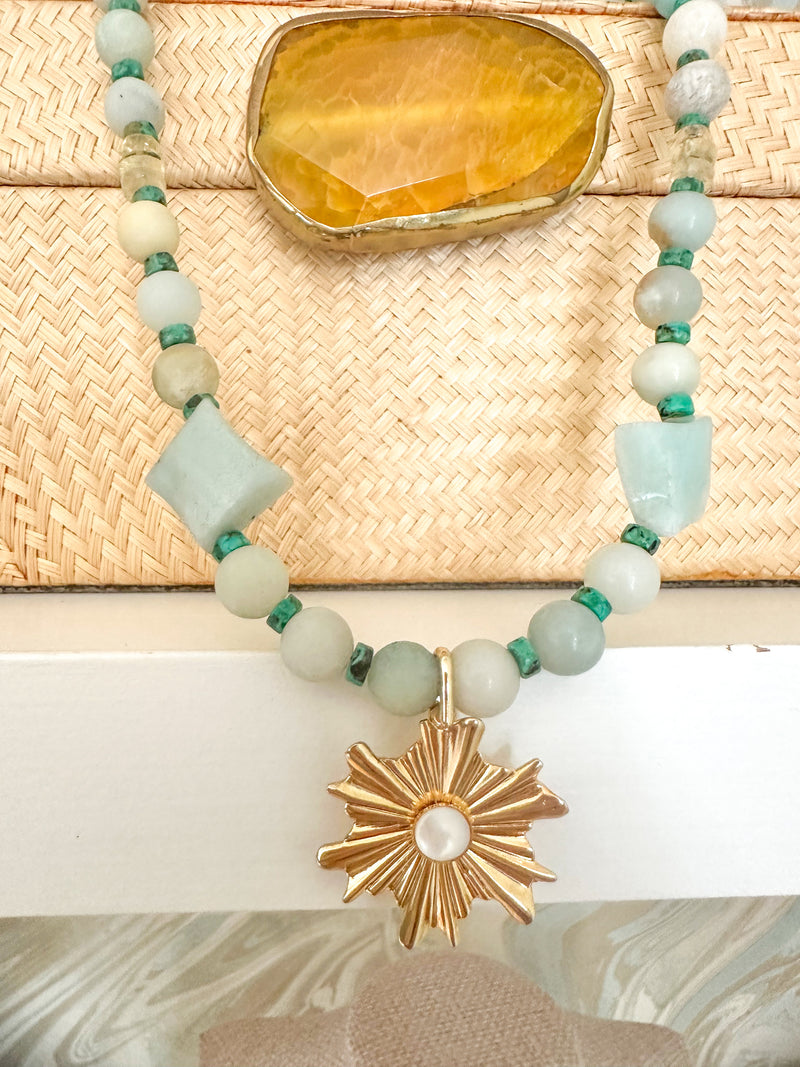 Gemstone Sunburst Necklace