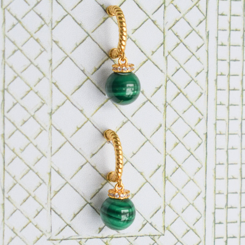 Malachite Pave Hoops