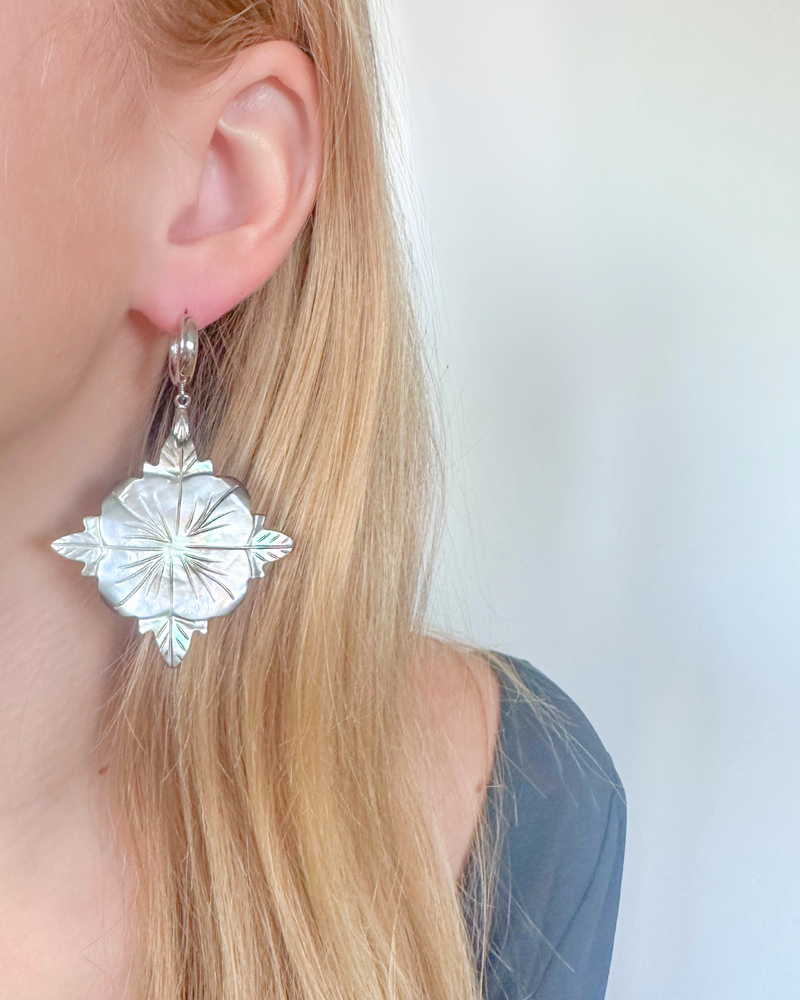 Midnight Swim Statement Earrings with Black Lip Mother of Pearl