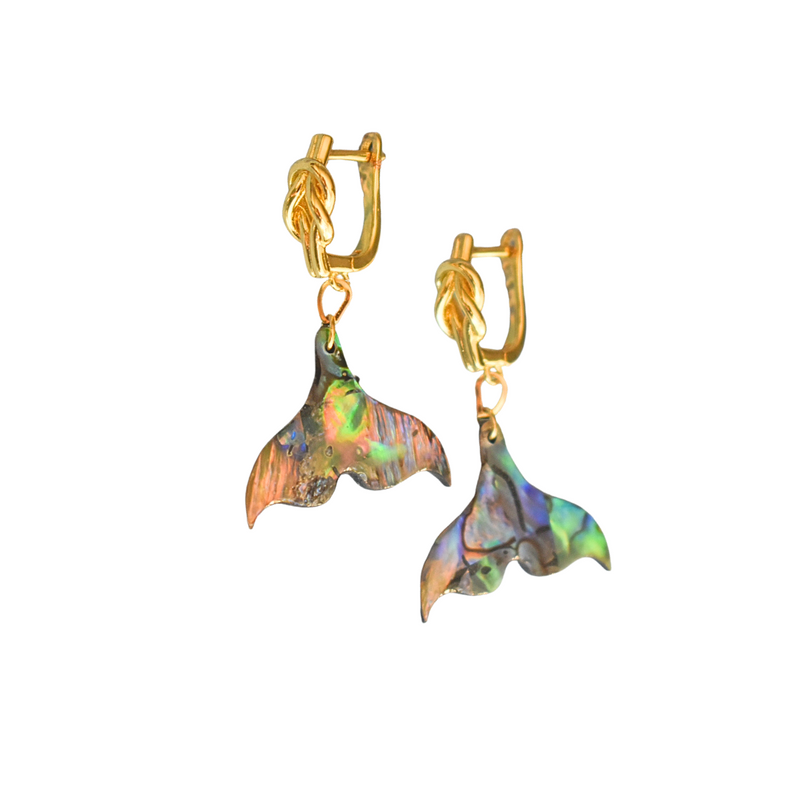 Square Knot Drop Earrings with Abalone