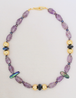 Celestial Necklace With Amethyst, Labradorite and Pearl