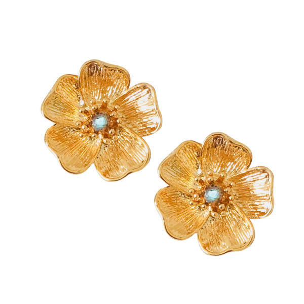 Halcyon & Hadley Beach Rose Stud Earrings with Labradorite - Women's Earrings - Women's Jewelry - Unique Earrings - Statement Earrings