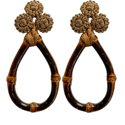 Halcyon & Hadley Bamboo and Silk Statement Earrings in Bronze - Women's Earrings - Women's Jewelry - Unique Earrings - Statement Earrings