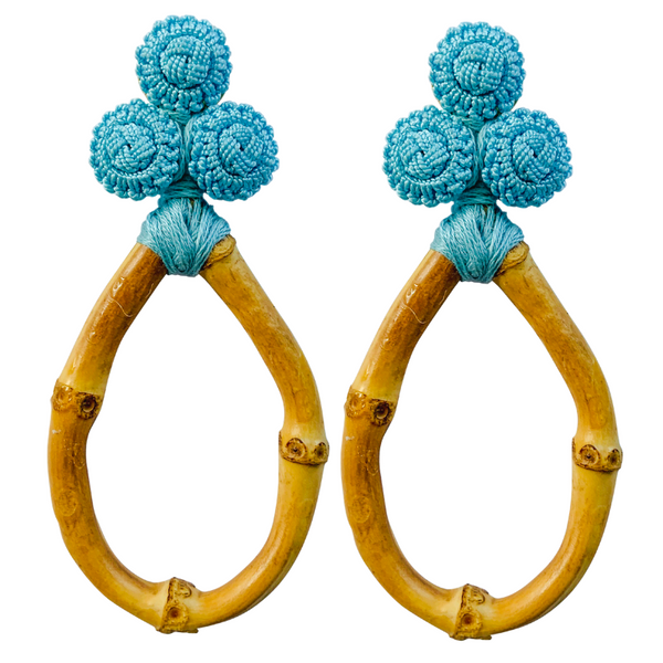 Halcyon & Hadley Bamboo and Silk Statement Earrings in Island Paradise - Women's Earrings - Women's Jewelry - Unique Earrings - Statement Earrings