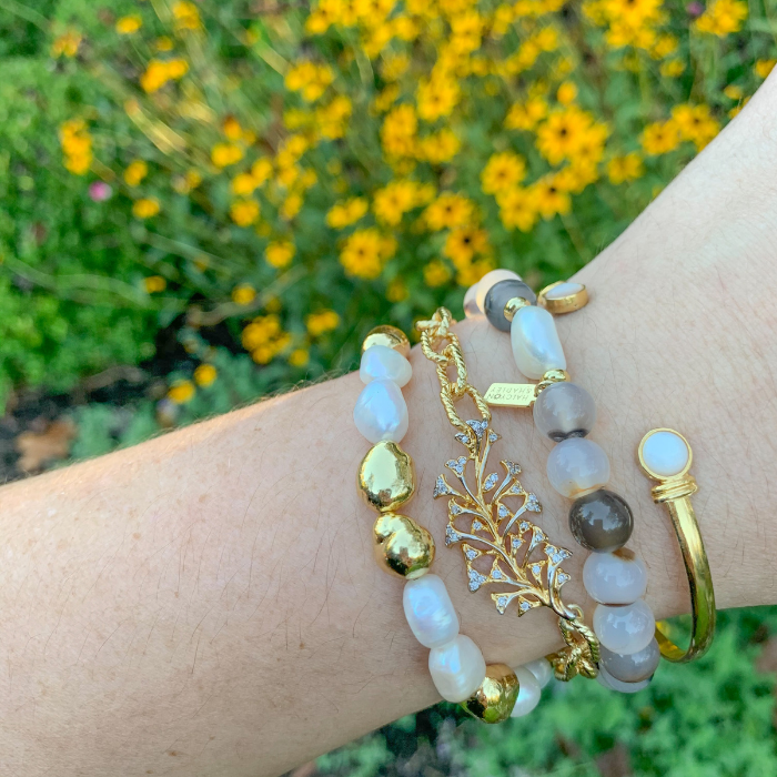 HH Stack Bracelet in White Agate