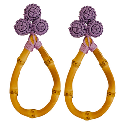 Halcyon & Hadley Bamboo and Silk Statement Earrings in Ultra Violet - Women's Earrings - Women's Jewelry - Unique Earrings - Statement Earrings