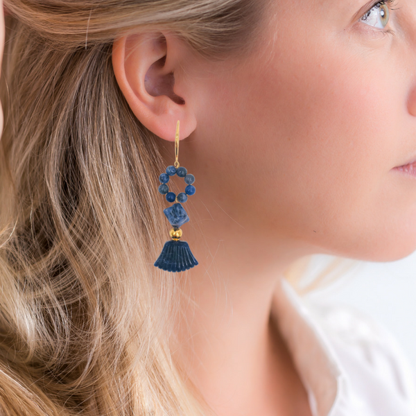 Halcyon & Hadley Orient Express Statement Earrings in Sodalite - Women's Earrings - Women's Jewelry - Unique Earrings - Statement Earrings