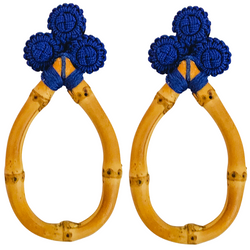 Halcyon & Hadley Bamboo and Silk Statement Earrings in Sapphire Blue - Women's Earrings - Women's Jewelry - Unique Earrings - Statement Earrings