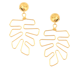 Halcyon & Hadley Gold Monstera Statement Earrings - Women's Earrings - Women's Jewelry - Unique Earrings - Statement Earrings