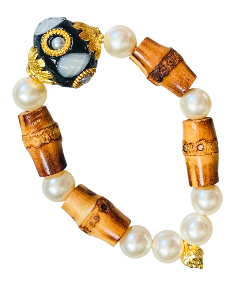 Halcyon & Hadley Bamboo Bali Bracelet in Black - Women's Earrings - Women's Jewelry - Unique Earrings - Statement Earrings