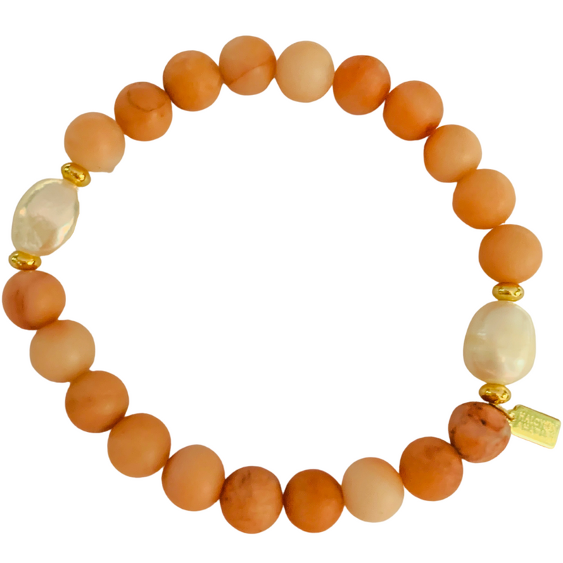 HH Stack Bracelet in Matte Coral Red Aventurine