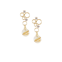 Halcyon & Hadley Gold Rutilated Quartz Klimt Statement Stud Earrings - Women's Earrings - Women's Jewelry - Unique Earrings - Statement Earrings