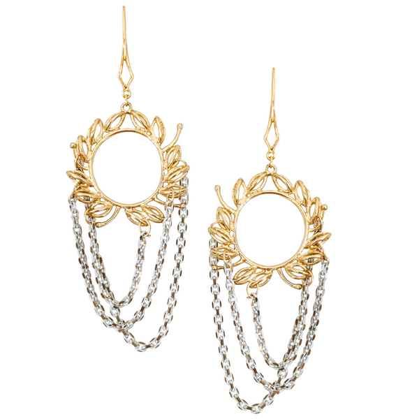 Halcyon & Hadley Gold Olive Wreath Statement Earrings - Women's Earrings - Women's Jewelry - Unique Earrings - Statement Earrings
