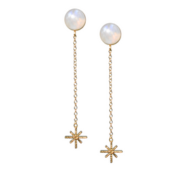 Halcyon & Hadley Moonstone & Star Drop Earrings - Women's Earrings - Women's Jewelry - Unique Earrings - Statement Earrings