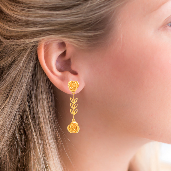 Halcyon & Hadley Gold-Filled Rosebud Drop Earrings - Women's Earrings - Women's Jewelry - Unique Earrings - Statement Earrings