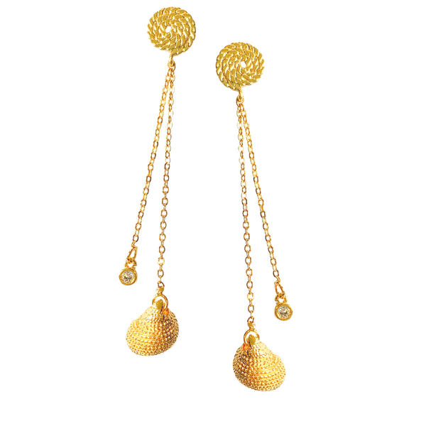 Halcyon & Hadley Gold-filled Crystal Conch Linear Earrings - Women's Earrings - Women's Jewelry - Unique Earrings - Statement Earrings