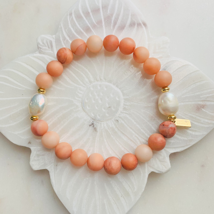 HH Stack Bracelet in Matte Coral Red Aventurine
