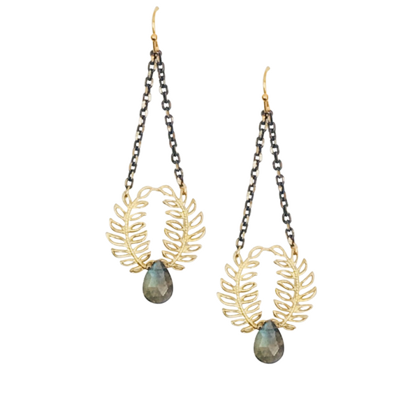 Halcyon & Hadley Labradorite Woodland Drop Earrings - Women's Earrings - Women's Jewelry - Unique Earrings - Statement Earrings