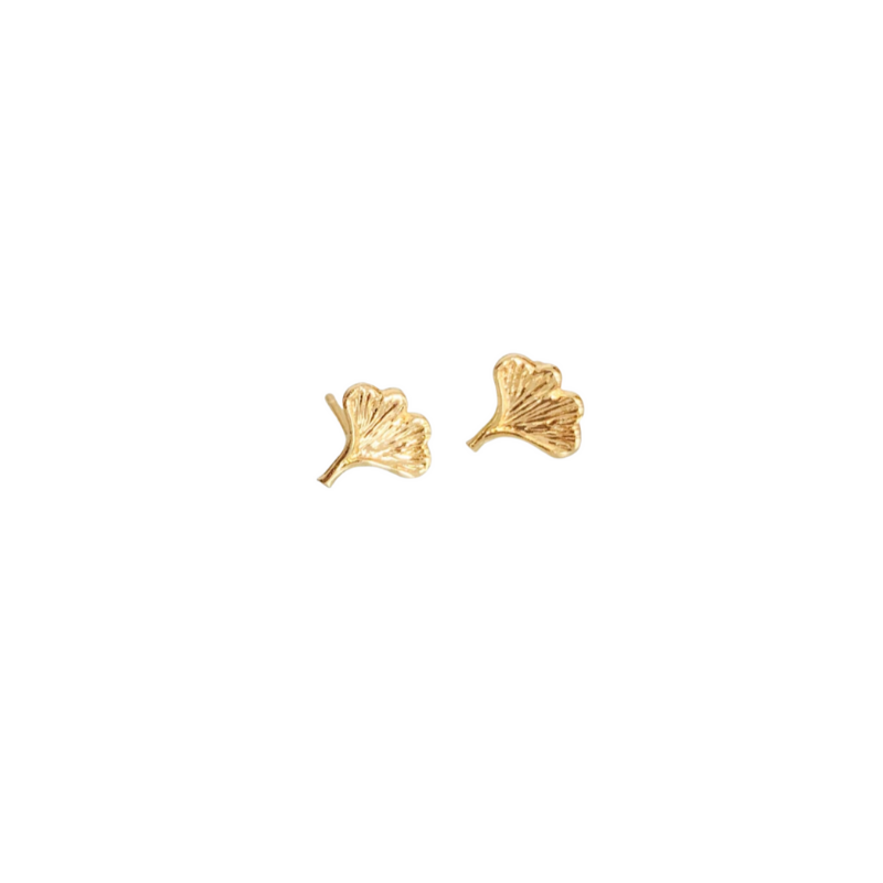 Halcyon & Hadley Gold-Filled Mini Gingko Studs - Women's Earrings - Women's Jewelry - Unique Earrings - Statement Earrings