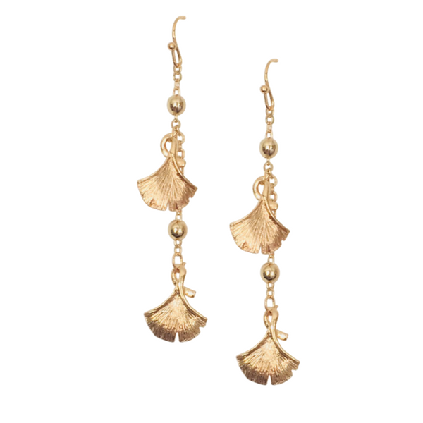 Halcyon & Hadley Ginkgo Glam Earrings in Champagne Gold - Women's Earrings - Women's Jewelry - Unique Earrings - Statement Earrings