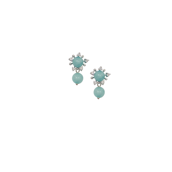 Halcyon & Hadley Amazonite First Frost Stud Earrings - Women's Earrings - Women's Jewelry - Unique Earrings - Statement Earrings