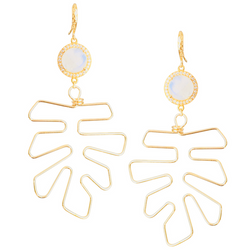 Halcyon & Hadley Moonstones and Monsteras Statement Earrings in Gold Pave - Women's Earrings - Women's Jewelry - Unique Earrings - Statement Earrings