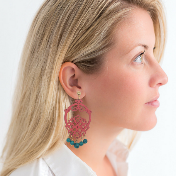 Halcyon & Hadley Chinoiserie Summer Statement Earrings - Women's Earrings - Women's Jewelry - Unique Earrings - Statement Earrings