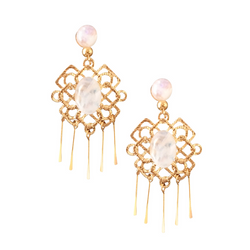 Halcyon & Hadley Mulan Moonstone Statement Earrings - Women's Earrings - Women's Jewelry - Unique Earrings - Statement Earrings