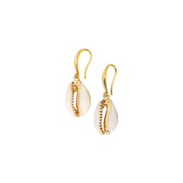 Halcyon & Hadley Gilded Cowrie Drop Earrings - Women's Earrings - Women's Jewelry - Unique Earrings - Statement Earrings