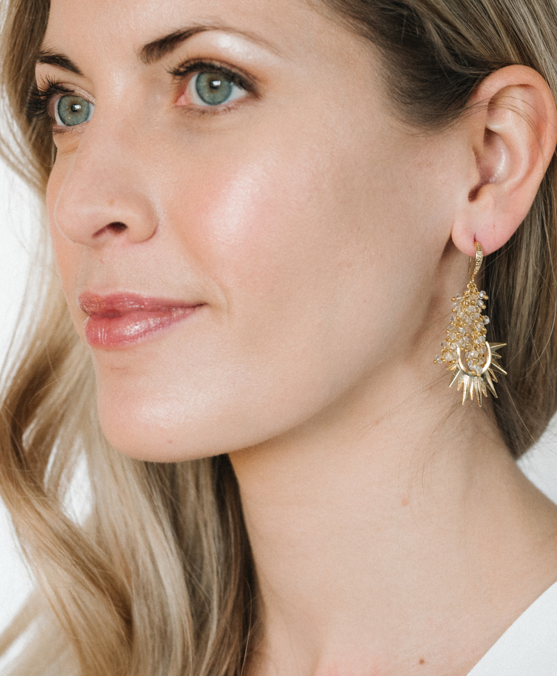 Halcyon & Hadley Solstice Crystal Quartz Drop Earrings - Women's Earrings - Women's Jewelry - Unique Earrings - Statement Earrings