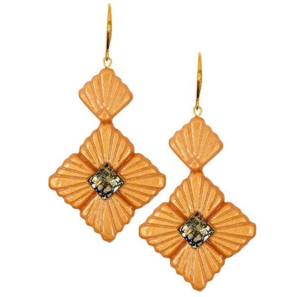Halcyon & Hadley Swarovski Sunburst Statement Earrings in Golden - Women's Earrings - Women's Jewelry - Unique Earrings - Statement Earrings