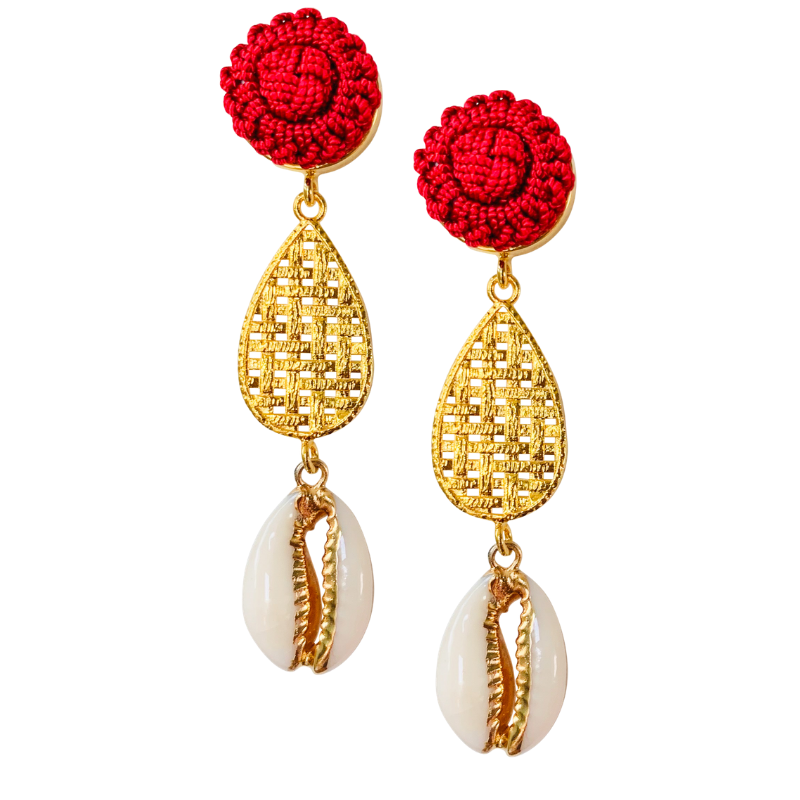 Halcyon & Hadley Palm Beach Puka Shell Statement Earrings - Women's Earrings - Women's Jewelry - Unique Earrings - Statement Earrings