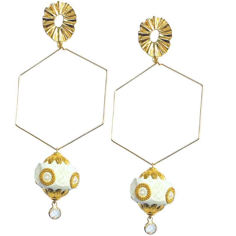 Halcyon & Hadley Ubud Hexagon Earrings - Women's Earrings - Women's Jewelry - Unique Earrings - Statement Earrings