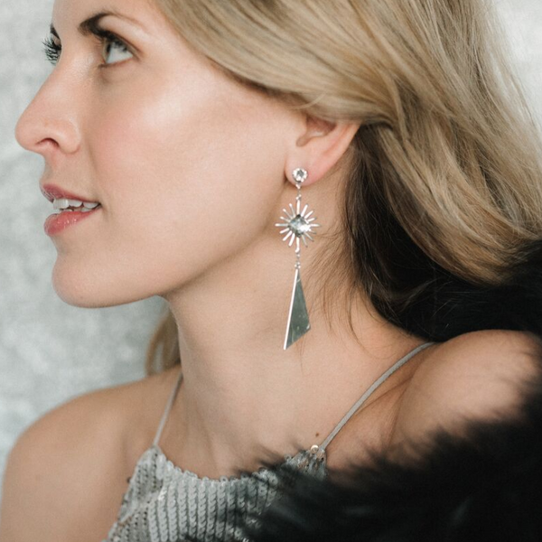 Halcyon & Hadley Matterhorn Statement Earrings with Swarovski Crystals - Women's Earrings - Women's Jewelry - Unique Earrings - Statement Earrings