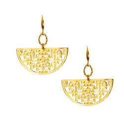 Halcyon & Hadley Koi Fretwork Earrings in Gold - Women's Earrings - Women's Jewelry - Unique Earrings - Statement Earrings