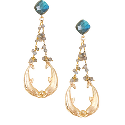 Halcyon & Hadley Quatre Dauphins Earrings with Labradorite - Women's Earrings - Women's Jewelry - Unique Earrings - Statement Earrings