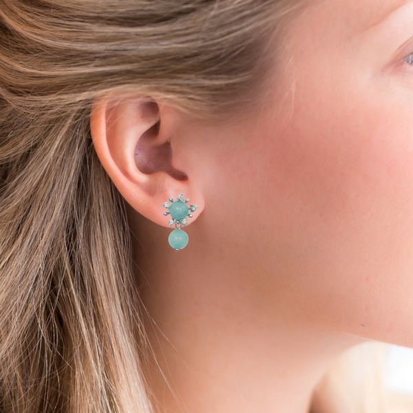 Halcyon & Hadley Amazonite First Frost Stud Earrings - Women's Earrings - Women's Jewelry - Unique Earrings - Statement Earrings
