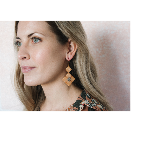 Halcyon & Hadley Swarovski Sunburst Statement Earrings in Golden - Women's Earrings - Women's Jewelry - Unique Earrings - Statement Earrings