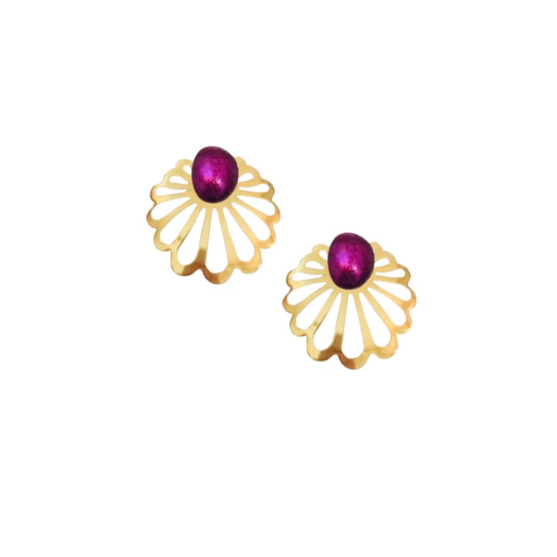 Art Deco Clamshell Studs with Baroque Pearls